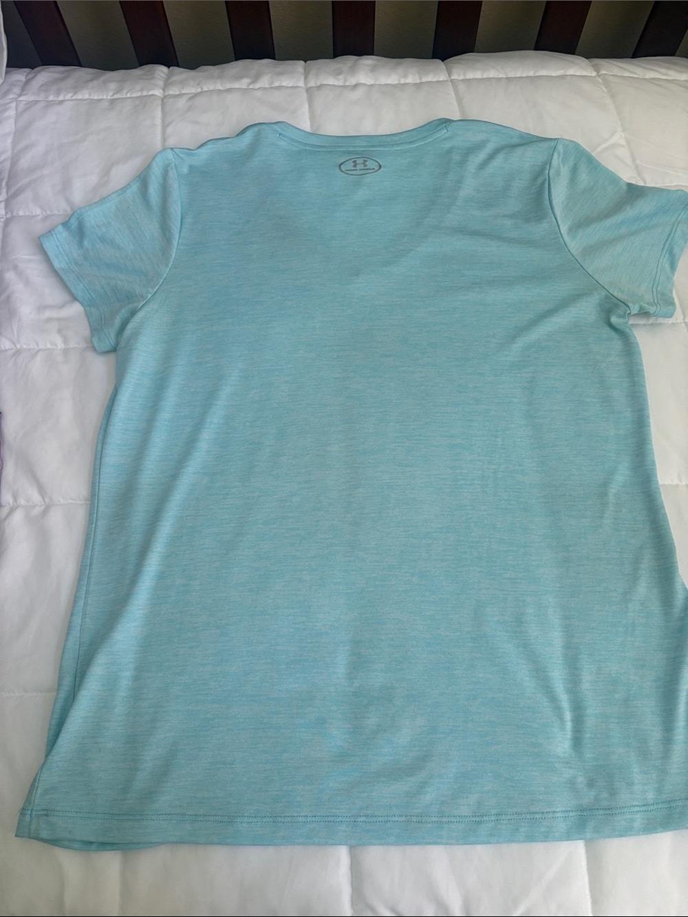 Under Armour Women's Heather Aqua V-Neck Performance Tee L - Picture 3 of 4